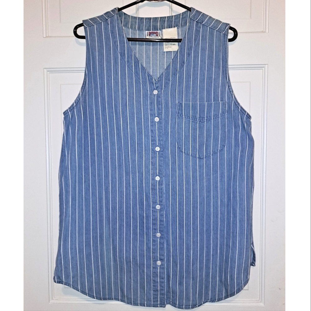 Backroad Blue Jeanswear women's stripe tank top sleeveless casual travel blouse